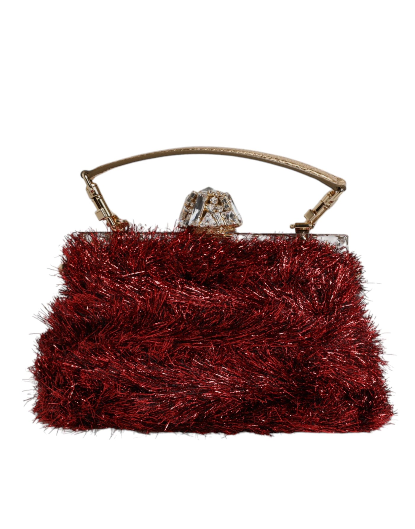 Dolce & Gabbana Rot Gold Kette VANDA Tinsel Crystals Abend Clutch Bag