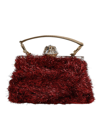 Dolce & Gabbana Rot Gold Kette VANDA Tinsel Crystals Abend Clutch Bag