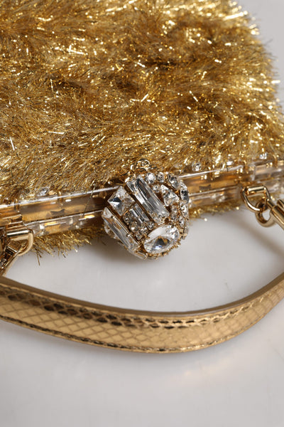 Dolce & Gabbana Gold Vanda Kettenband Flitter Kristall Abend Clutch Tasche
