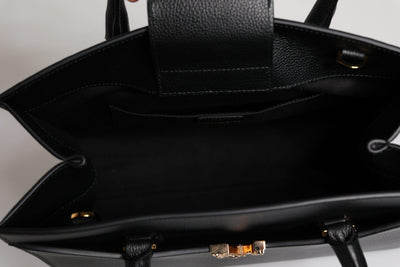 Versace Schwarze große Leder-Umhängetasche mit Schultergriff