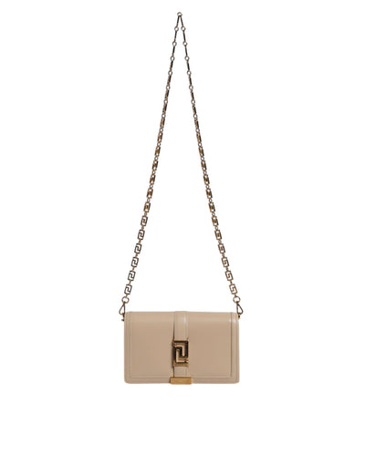 Versace Beige Goldkette Kalbsleder Brieftasche Crossbody Tasche