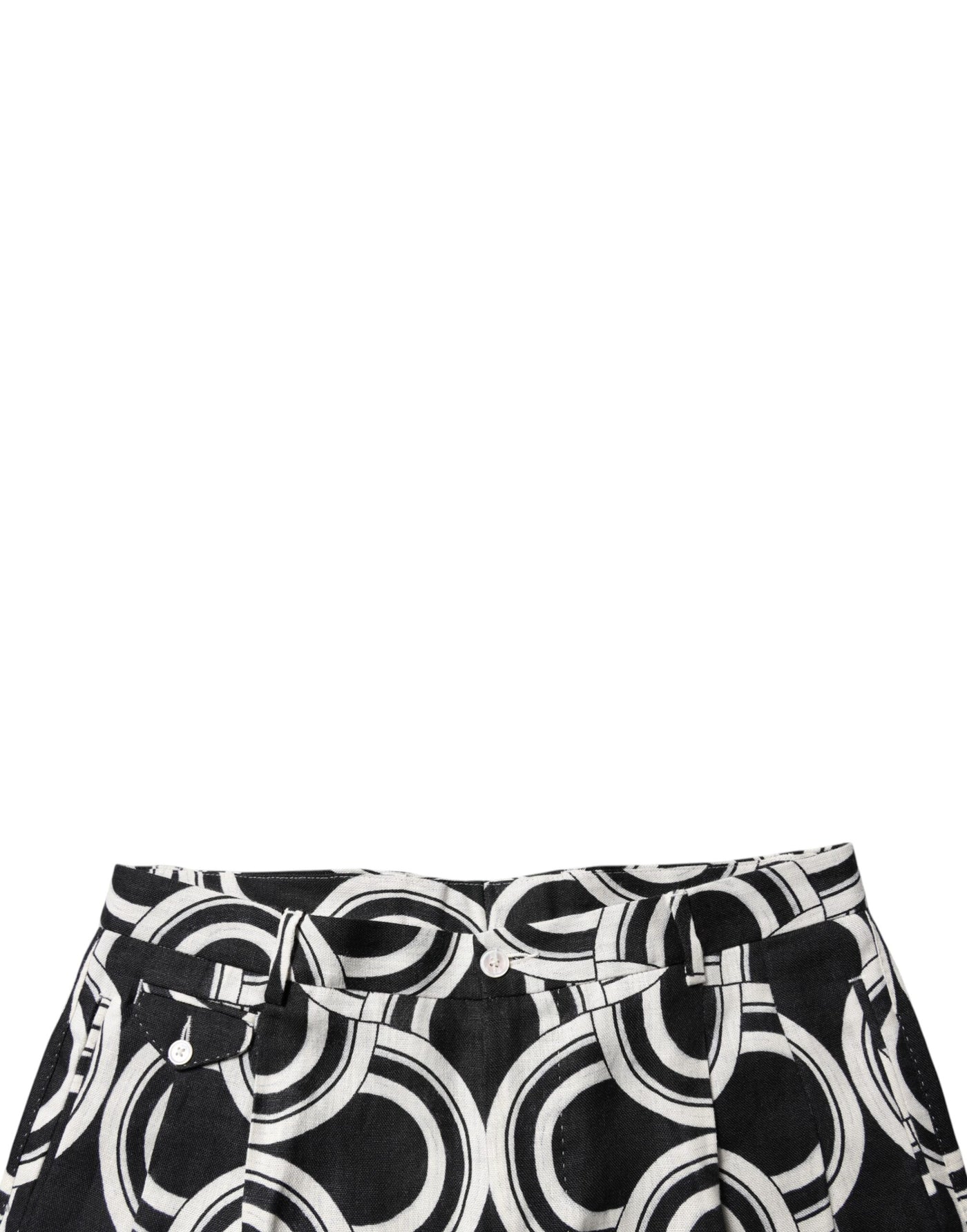 Dolce & Gabbana Schwarz-Weiß Leinen Bermuda Shorts