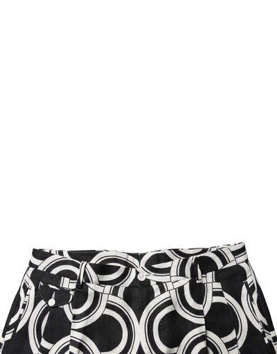 Dolce & Gabbana Schwarz-Weiß Leinen Bermuda Shorts
