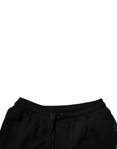 Dolce & Gabbana Schwarze Bermudashorts aus Baumwolle mit Logo und Blumendruck