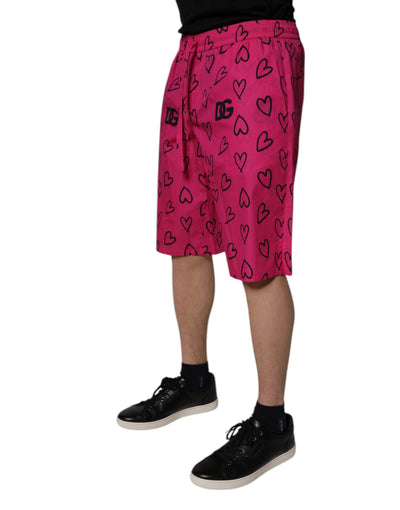 Dolce & Gabbana Rosa Bermuda-Shorts mit Herz-Print aus Baumwolle