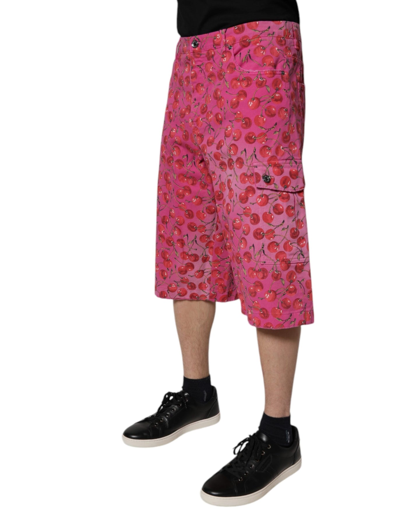 Dolce & Gabbana Rosa Kirschdruck Cargo-Baumwollshorts