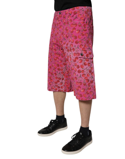 Dolce & Gabbana Rosa Kirschdruck Cargo-Baumwollshorts