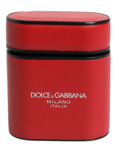 Dolce & Gabbana Rote Kalbsleder Logo Druck Flip Halter Airpods Fall