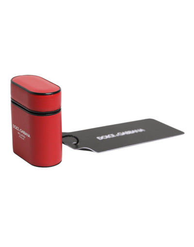 Dolce & Gabbana Rote Kalbsleder Logo Druck Flip Halter Airpods Fall