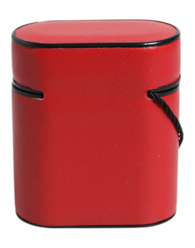 Dolce & Gabbana Rote Kalbsleder Logo Druck Flip Halter Airpods Fall