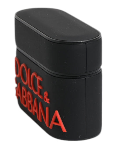 Dolce & Gabbana Schwarz Orange Silikon geprägte Logo Airpods Fall