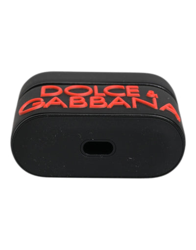 Dolce & Gabbana Schwarz Orange Silikon geprägte Logo Airpods Fall
