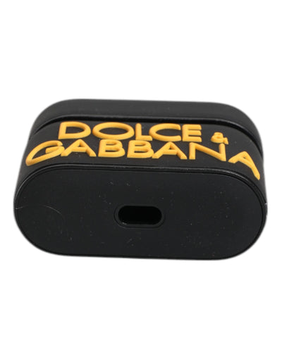 Dolce & Gabbana Schwarz-Gelb Silikon geprägte Logo Airpods Fall