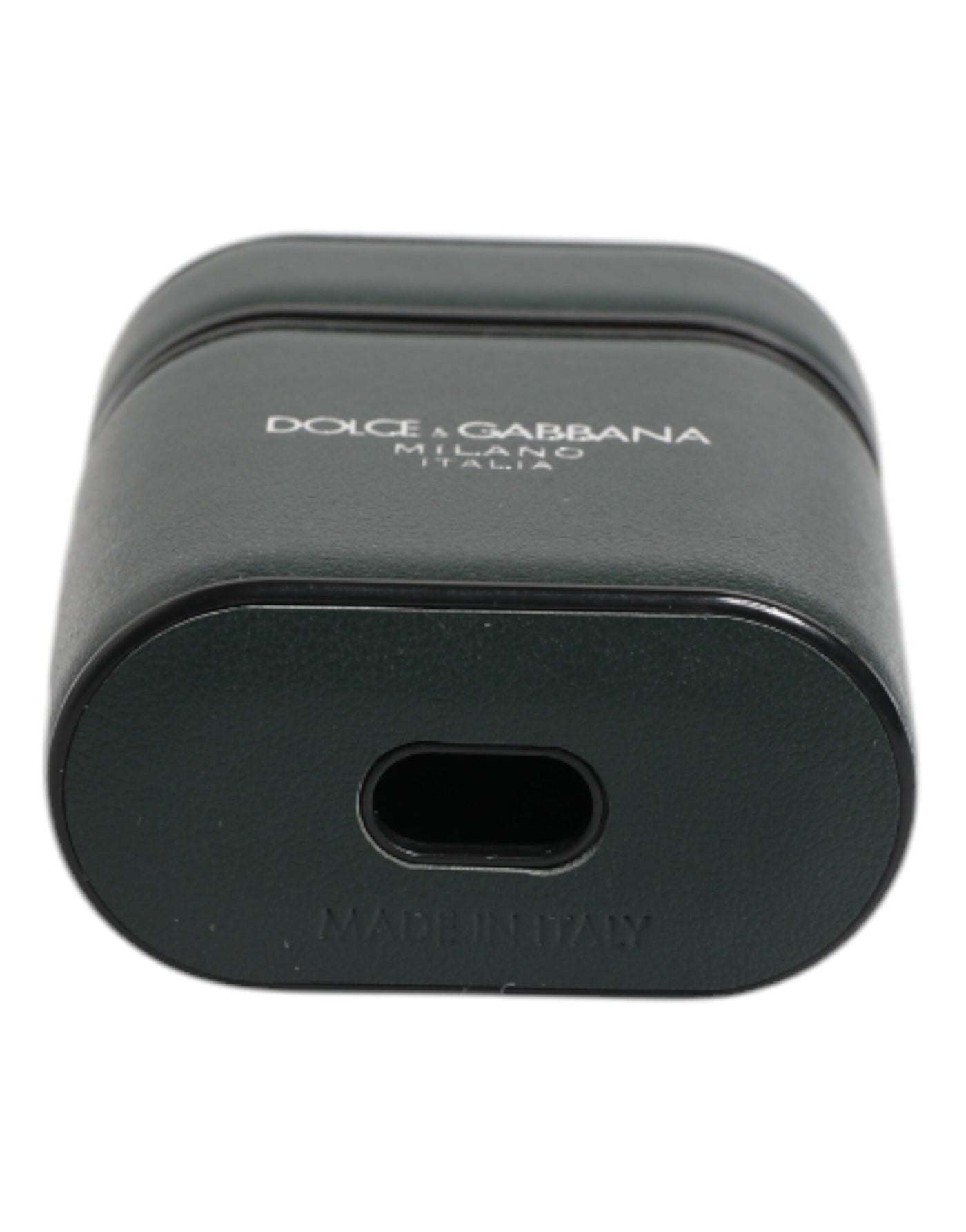 Dolce & Gabbana Schwarzes Kalbsleder Logo Print Flip Holder Airpods Etui