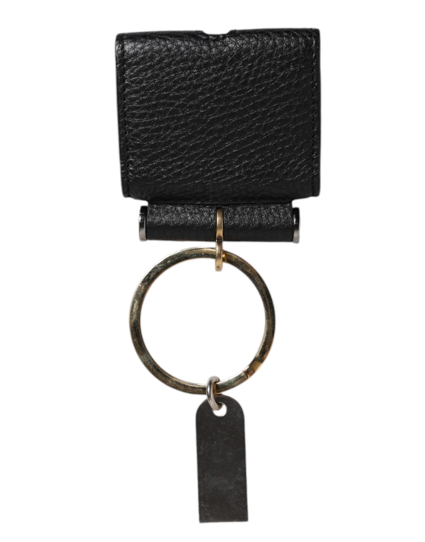 Dolce & Gabbana Schwarzer Lederriemen Gold Metall Logo Plaque Airpods Fall