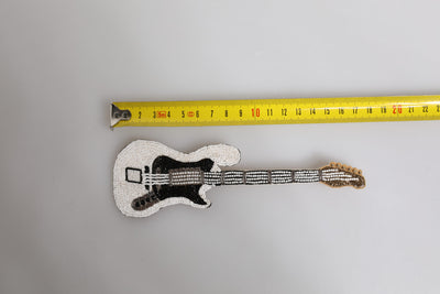 Dolce & Gabbana Gold Messing Logo Perlen Gitarre Pin Brosche