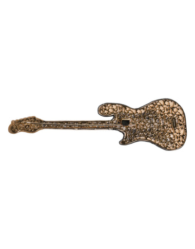 Dolce & Gabbana Gold Messing Logo Perlen Gitarre Pin Brosche