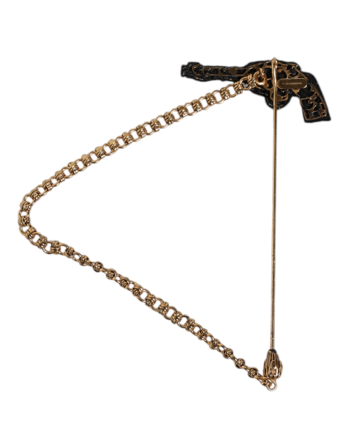 Dolce & Gabbana Schwarz Gold Messing Kupfer Revolver Brosche Anstecknadel
