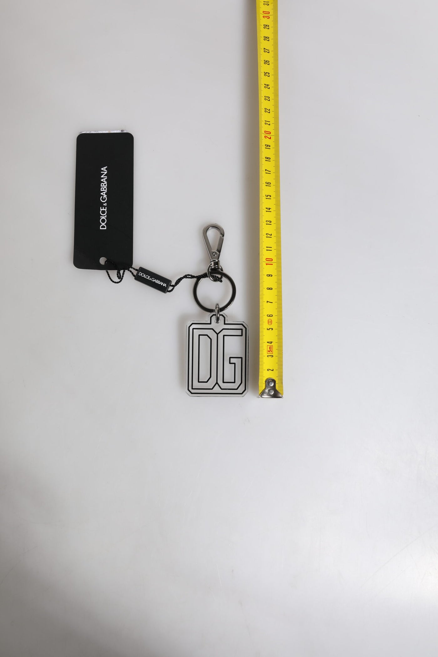 Dolce & Gabbana Grau Schwarz DG Gummi Logo Silber Herrenschlüsselanhänger Schlüsselanhänger