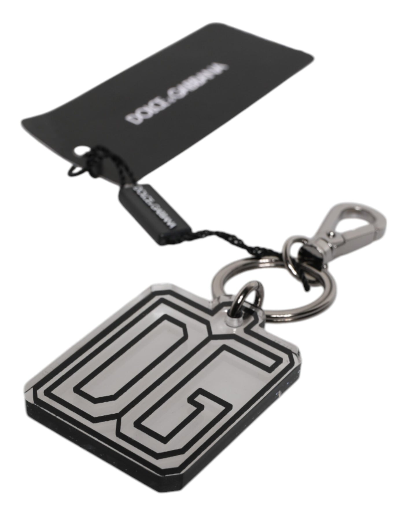 Dolce & Gabbana Grau Schwarz DG Gummi Logo Silber Herrenschlüsselanhänger Schlüsselanhänger