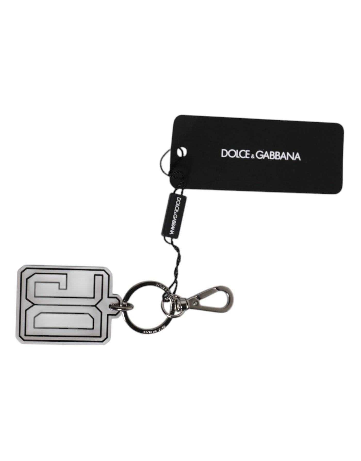 Dolce & Gabbana Grau Schwarz DG Gummi Logo Silber Herrenschlüsselanhänger Schlüsselanhänger