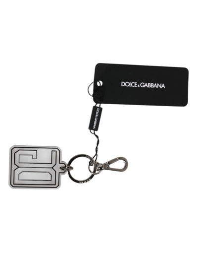 Dolce & Gabbana Grau Schwarz DG Gummi Logo Silber Herrenschlüsselanhänger Schlüsselanhänger