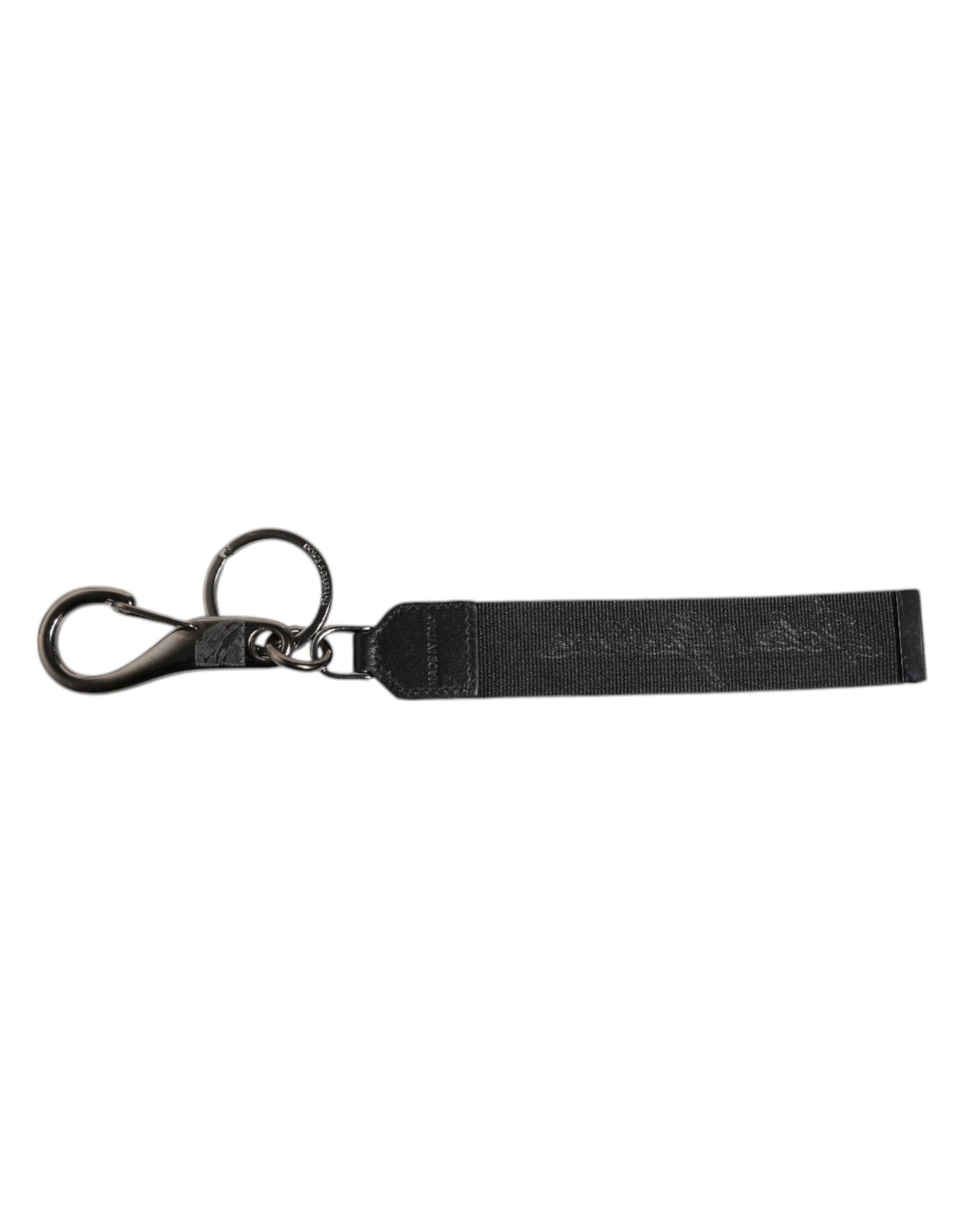 Dolce & Gabbana Schwarz Weiß DG Logo Silber Männer Schlüsselanhänger Polyester Schlüsselring