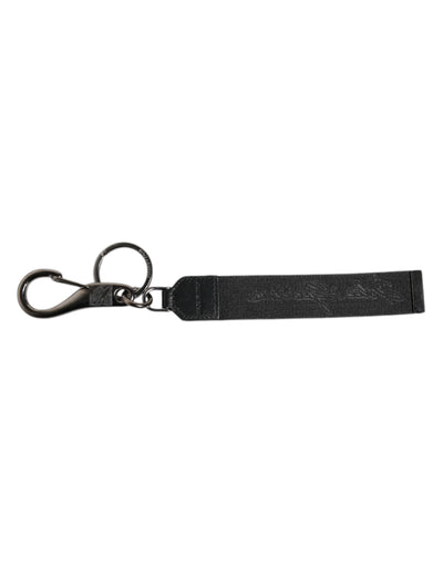 Dolce & Gabbana Schwarz Weiß DG Logo Silber Männer Schlüsselanhänger Polyester Schlüsselring