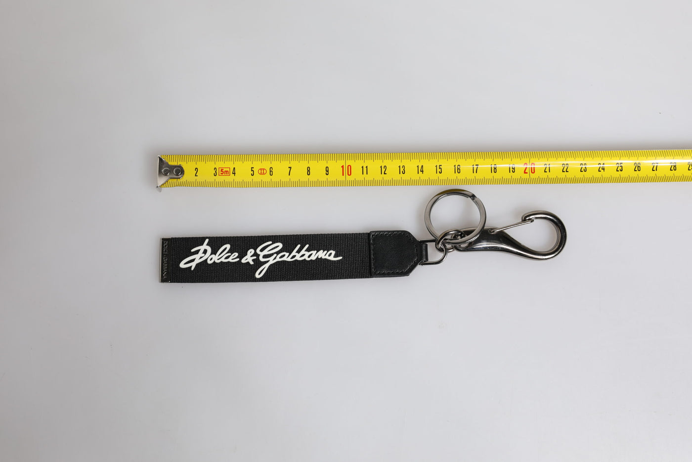 Dolce & Gabbana Schwarz Weiß DG Logo Silber Männer Schlüsselanhänger Polyester Schlüsselring