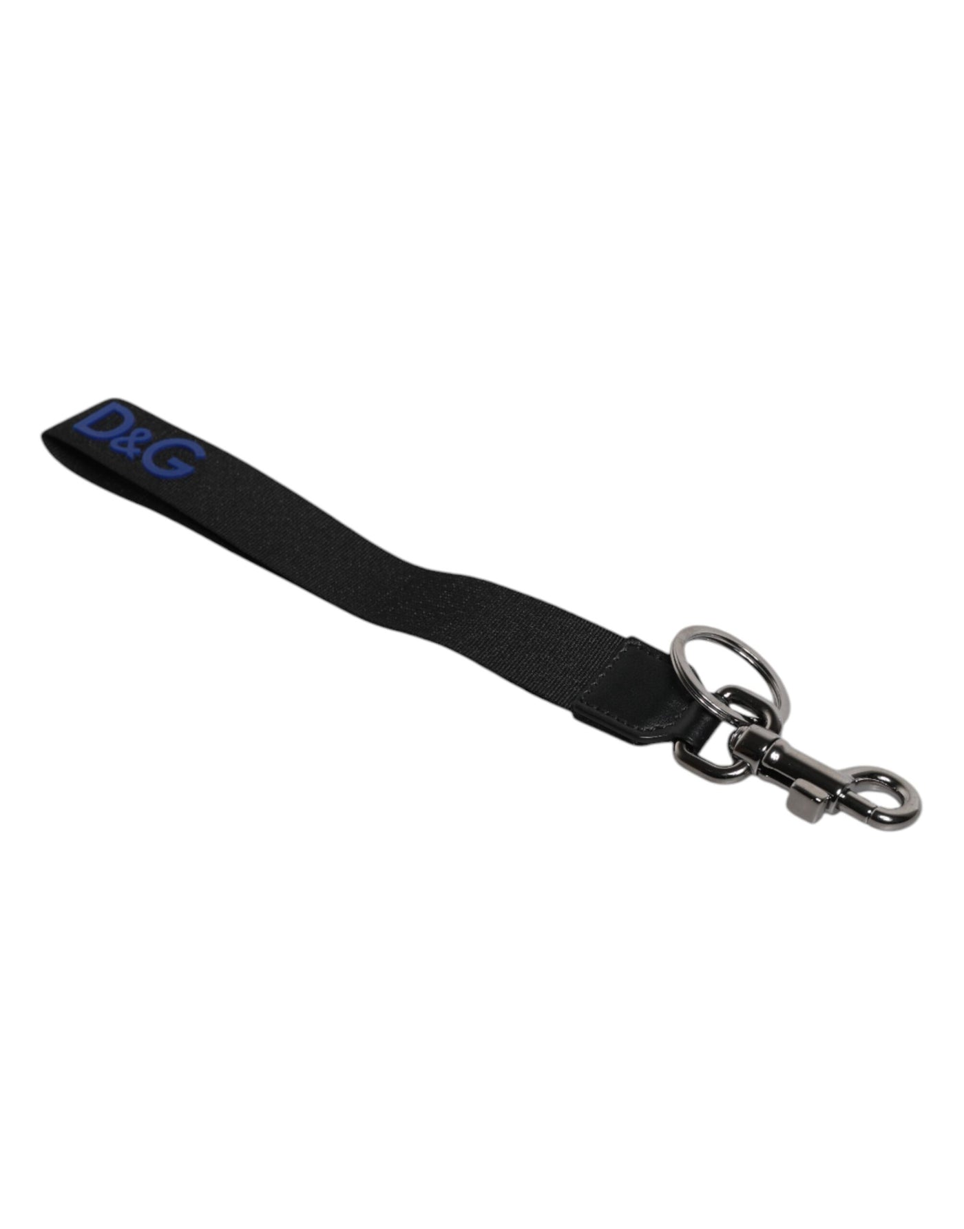 Dolce & Gabbana Schwarzes Logo Nylon Silber Messing Männer Halter Schlüsselanhänger Schlüsselanhänger