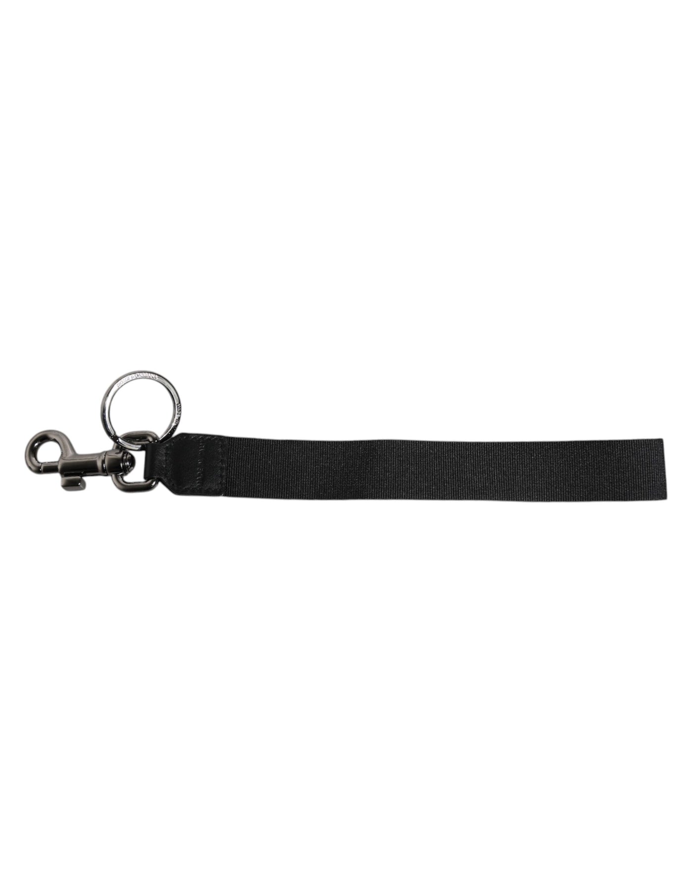 Dolce & Gabbana Schwarzes Logo Nylon Silber Messing Männer Halter Schlüsselanhänger Schlüsselanhänger