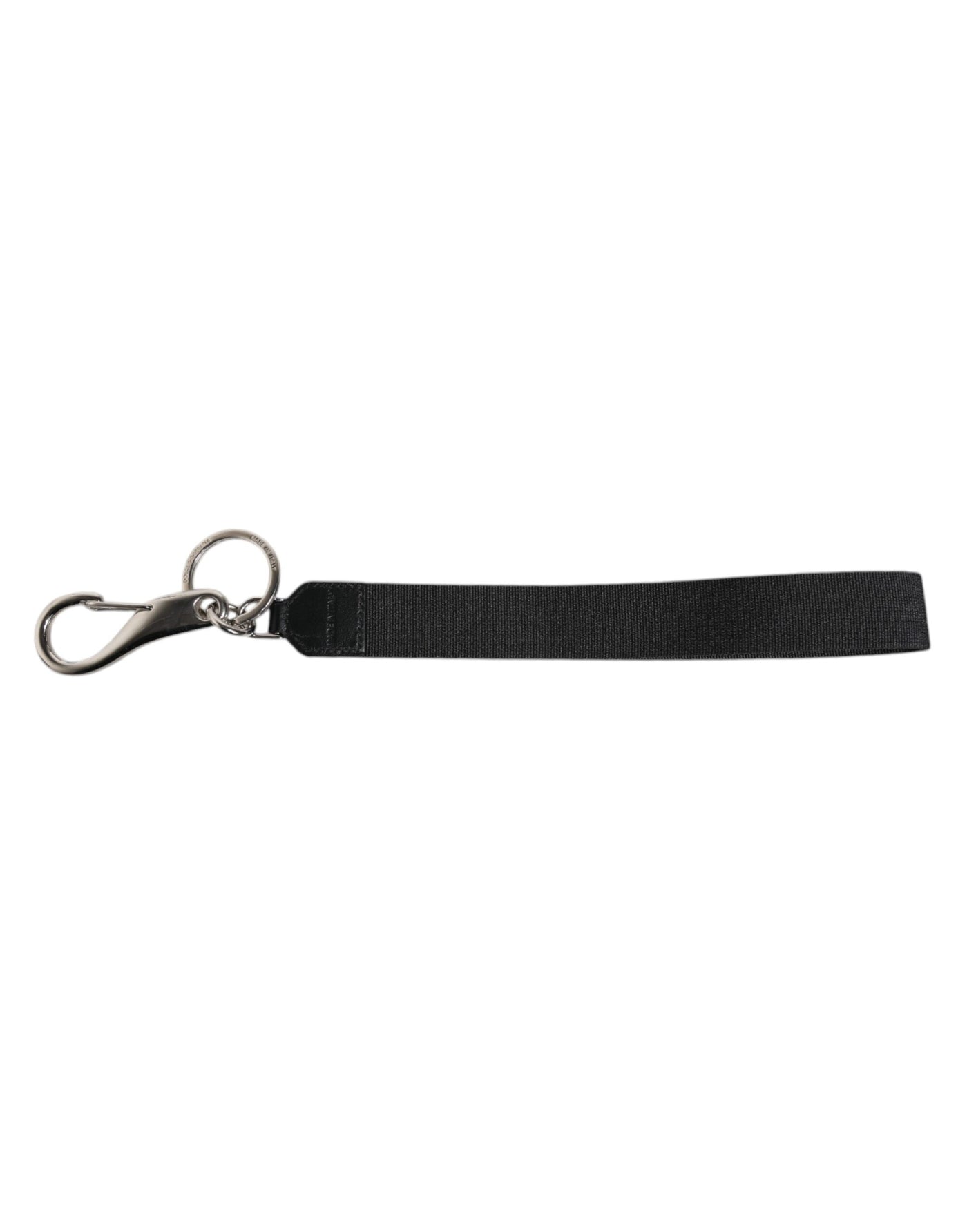 Dolce & Gabbana Schwarzes Nylon Logo DG Crown Herren Schlüsselanhänger Schlüsselring
