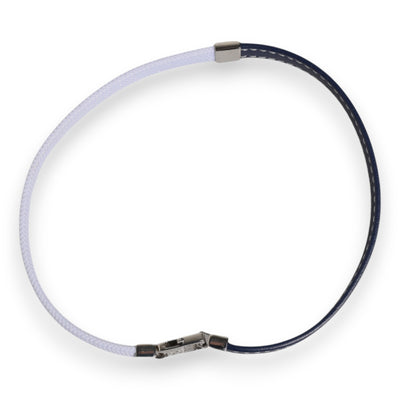 Dolce & Gabbana Blau Weißes Leder mit DG Gravur Silberfarbener Verschluss Armband
