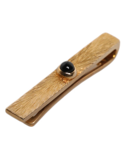 Dolce & Gabbana Schwarzer Saphir Gold-Ton Messing Krawattenklammer Bar