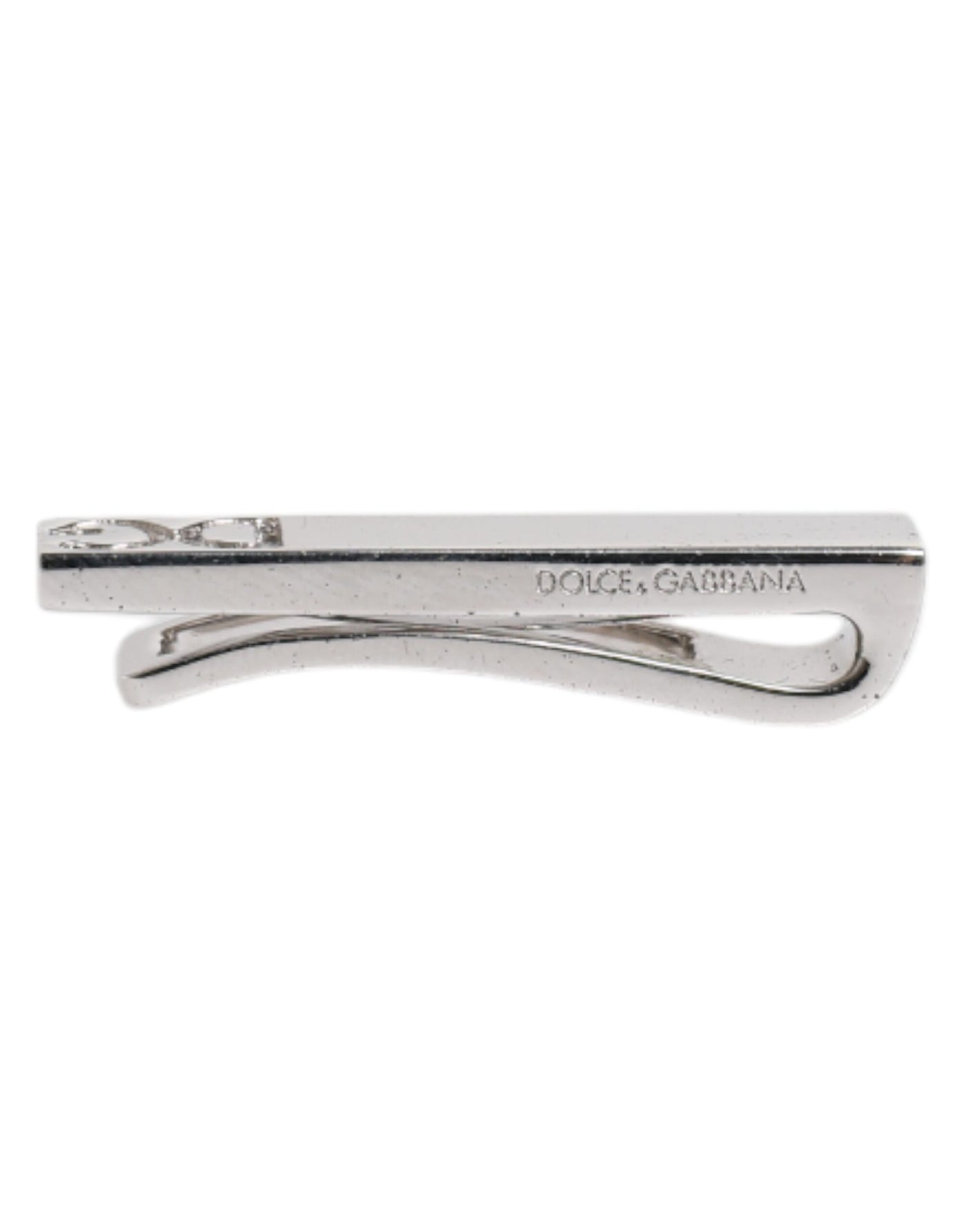 Dolce & Gabbana Silberfarbenes Messing Logo Krawattenklammer Bar