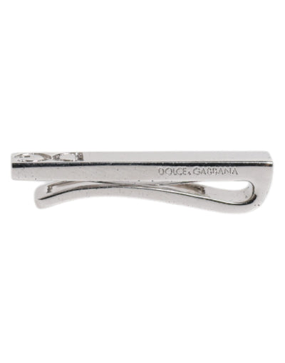 Dolce & Gabbana Silberfarbenes Messing Logo Krawattenklammer Bar