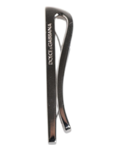 Dolce & Gabbana Silberfarbenes Messing Logo Krawattenklammer Bar
