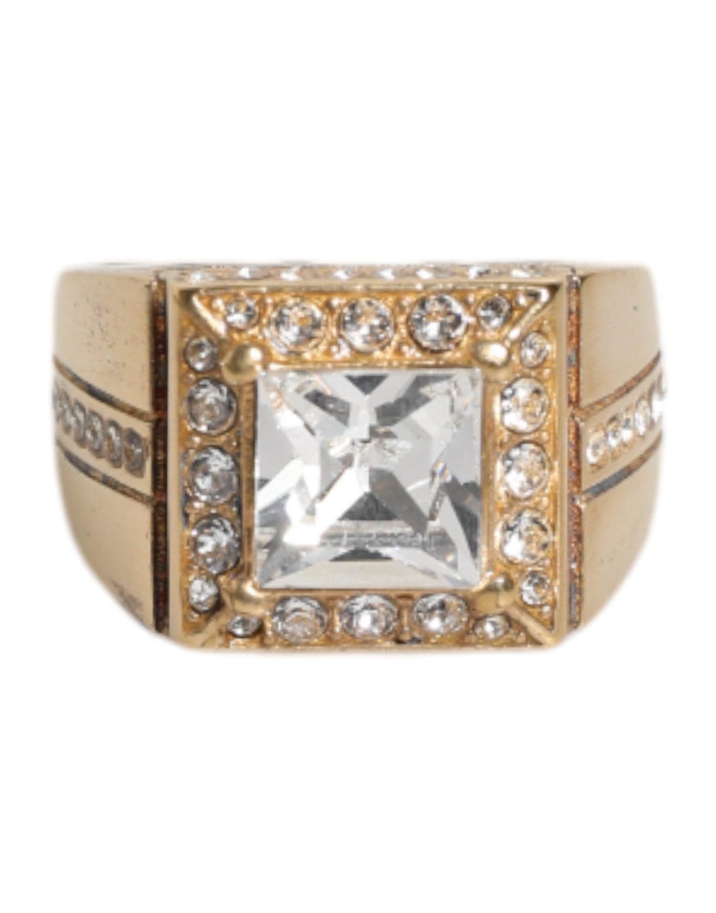 Dolce & Gabbana Goldfarbener Sterling Silber 925 Kristalle Ring