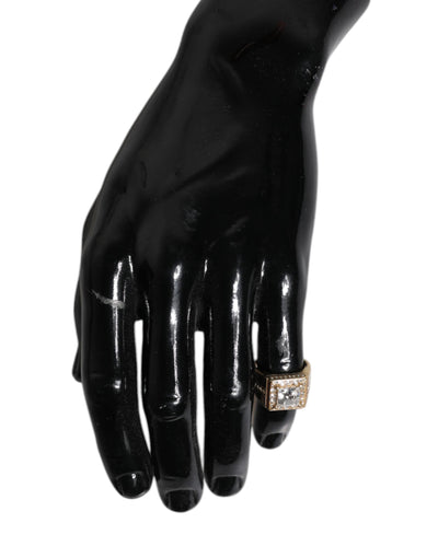 Dolce & Gabbana Goldfarbener Sterling Silber 925 Kristalle Ring
