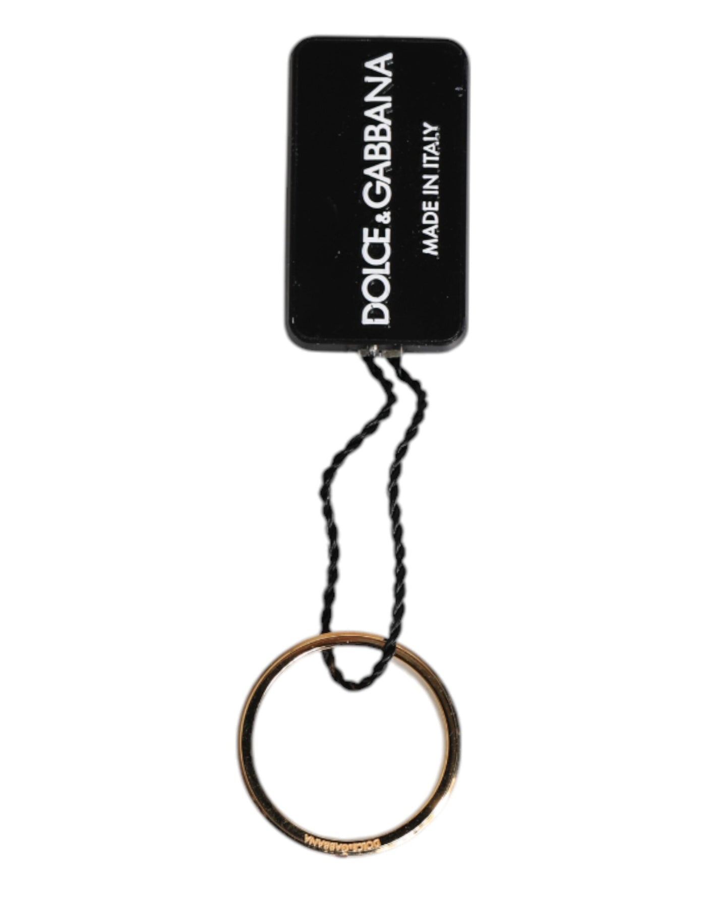 Dolce & Gabbana Goldfarbener Messingring mit rotem Kristall DG Logo
