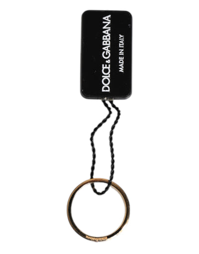 Dolce & Gabbana Goldfarbener Messingring mit rotem Kristall DG Logo