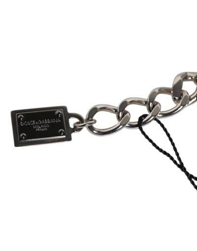Dolce & Gabbana Silber-Ton Messing Perle Würfel Logo verschönern Charm-Armband