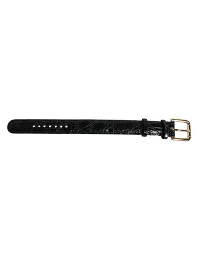 Dolce & Gabbana Schwarzes Exotenleder mit goldfarbener Metallschnalle Armband