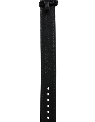 Dolce & Gabbana Schwarzes Exotenleder mit goldfarbener Metallschnalle Armband