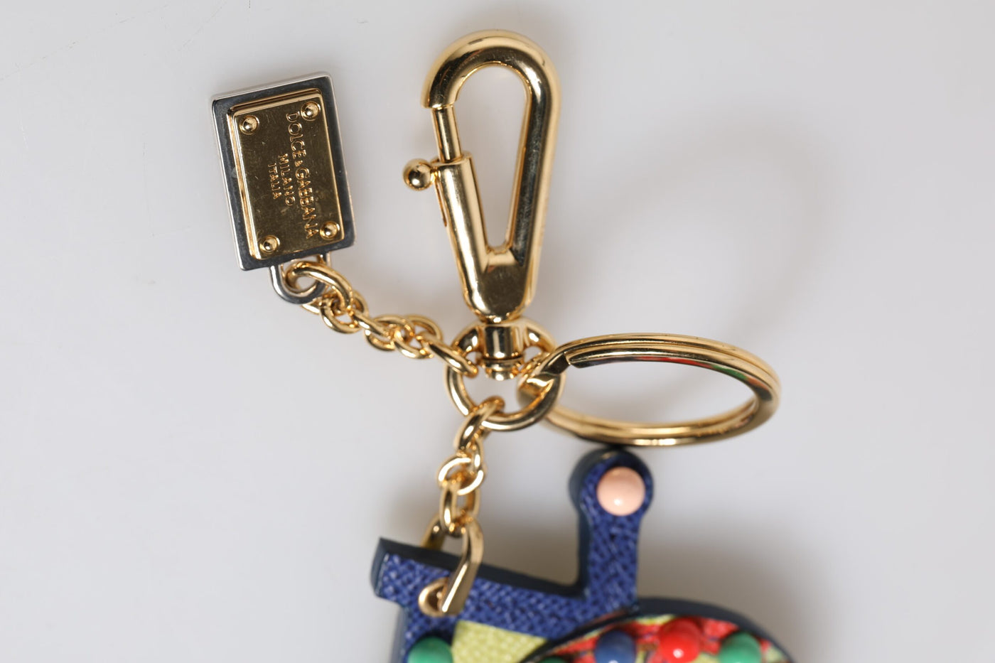 Dolce & Gabbana Multicolor Gold Ton Carretto Schlüsselanhänger Schlüsselring