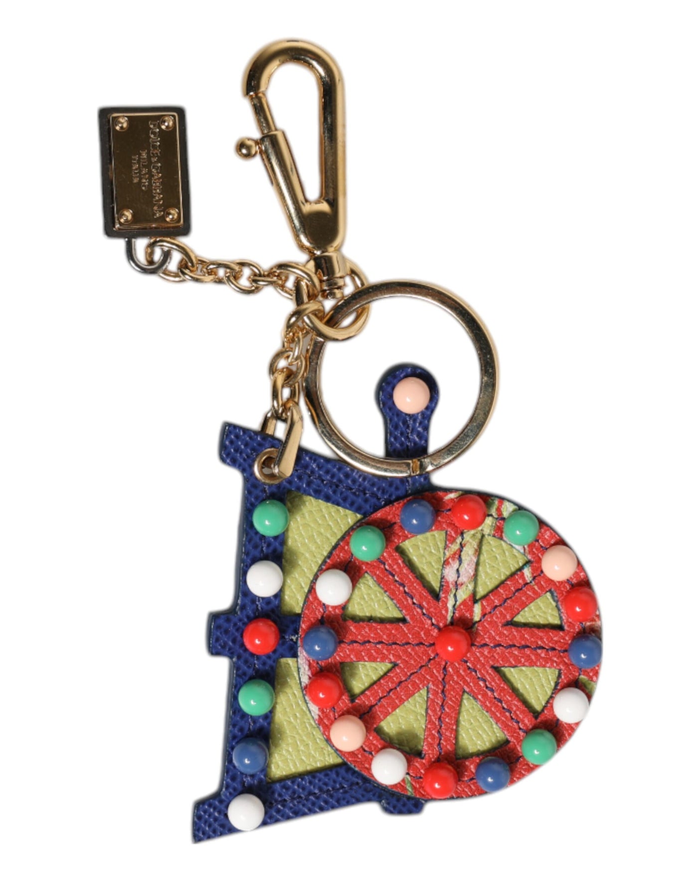 Dolce & Gabbana Multicolor Gold Ton Carretto Schlüsselanhänger Schlüsselring