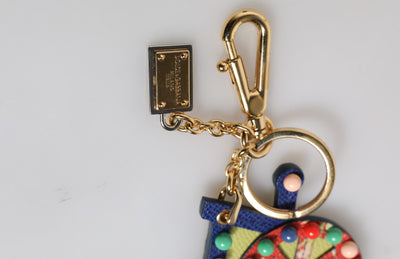 Dolce & Gabbana Multicolor Gold Ton Carretto Schlüsselanhänger Schlüsselring