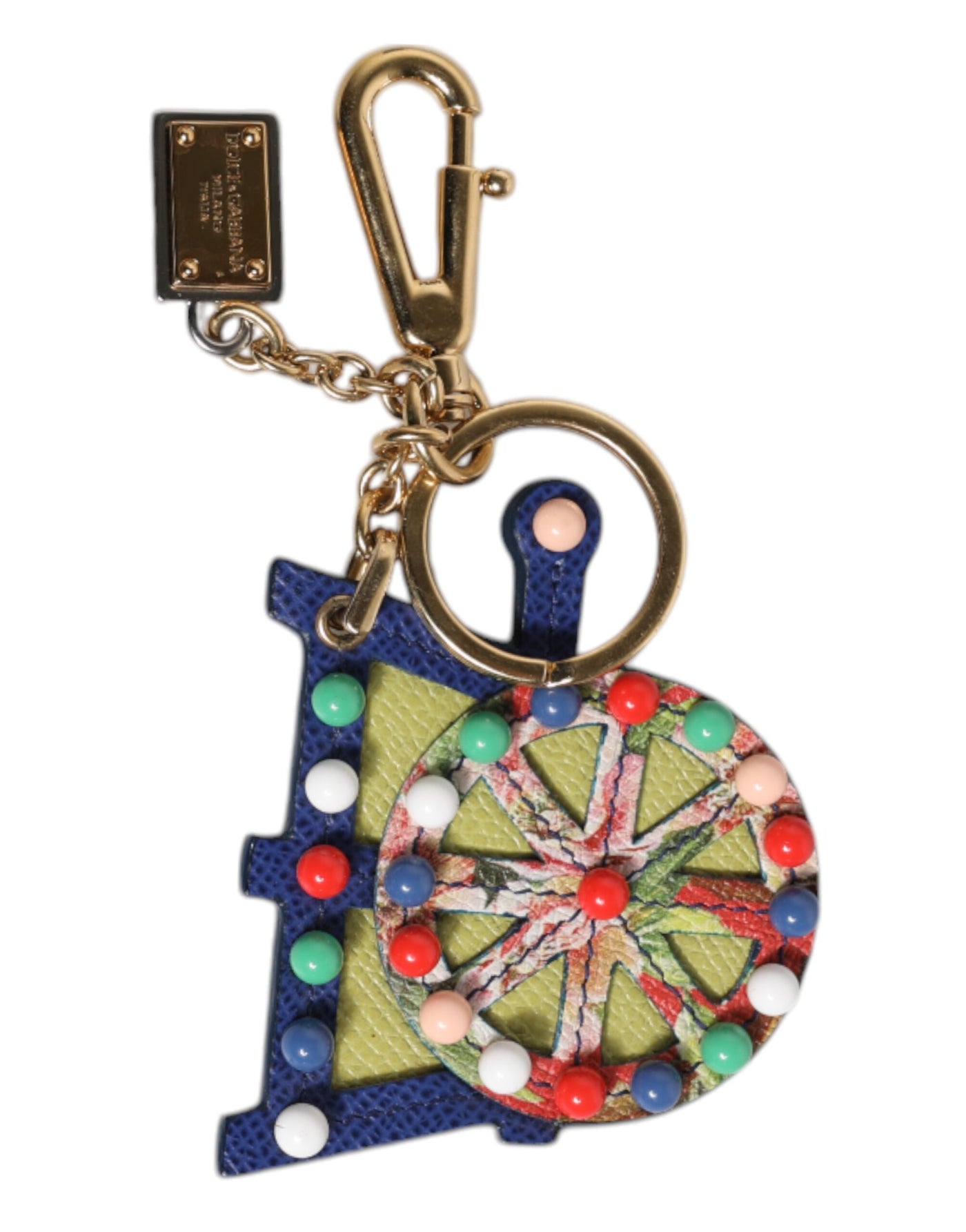 Dolce & Gabbana Multicolor Gold Ton Carretto Schlüsselanhänger Schlüsselring