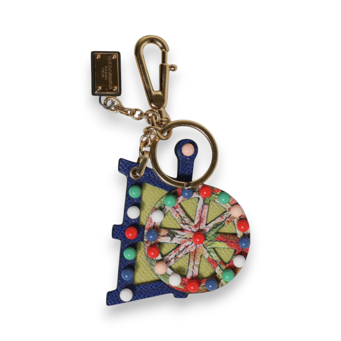 Dolce & Gabbana Multicolor Gold Ton Carretto Schlüsselanhänger Schlüsselring