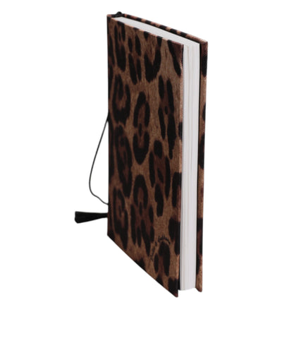 Dolce & Gabbana Braun Schwarz Polyester Leopard Logo Print Kleines Notizbuch
